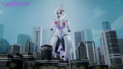 16:9 1girl 1girls 3d 3d_(artwork) abs accessory anthro artist_name bedroom_eyes big_breasts black_eyelids blue_sky bow_ribbon breasts building canid canine city female five_nights_at_freddy's five_nights_at_freddy's_2 fox genitals hair hair_accessory hair_bow hair_ribbon hand_on_breast hi_res lips lipstick long_tail looking_at_viewer low-angle_view lpyro9 machine macro makeup mammal mangle_(fnaf) muscular muscular_female narrowed_eyes nipples nude nude_anthro nude_female outside ribbons robot scottgames seductive segmented_body segmented_tail sky small_waist solo solo_female standing tail text thick_lips thick_thighs vulva white_body white_hair wide_hips widescreen yellow_eyes