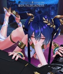 1boy 1girls 3d animated artist_name blowjob blue_eyes blue_hair clothed_sex dualbladess fellatio heels iuno_(wuthering_waves) light-skinned_female light-skinned_male light_skin male_pov male_rover_(wuthering_waves) night penis pleasedbyviolet pov rover_(wuthering_waves) sound tagme video wuthering_waves