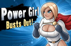 1girls alien alien_girl bare_thighs big_breasts blonde_hair blue_eyes blue_gloves breasts cape cleavage cleavage_cutout crossover dc dc_comics female ganworks kara_zor-l karen_starr kryptonian parody power_girl short_hair solo solo_female super_smash_bros. superhero superheroine superman_(series) thick_thighs thighs