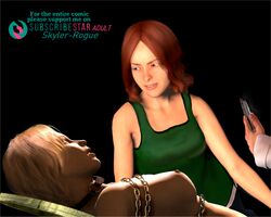 3d blonde_hair bondage chained comic comics female fetish girl humiliation naked nude_female red_hair restrained skyler-rogue yuri