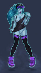 blue_eyes blue_hair blue_skin female female_only ghost goozie poppy_graves purple_lipstick