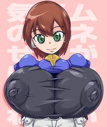 1girls aile big_areola breasts female female_focus female_protagonist ii_kuromaku large_breasts looking_at_viewer mega_man mega_man_zx nipples_visible_through_clothing solo solo_female