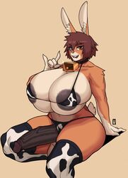 1futa alternate_outfit animal_print anthro balls big_breasts big_nipples big_penis braid breasts bunny_ears bunny_tail bunybunyboi character_request choker clothed clothing clothing_aside collar colored cow_print cowbell furry futa_only futanari genitals hair hi_res huge_breasts huge_cock humanoid_genitalia humanoid_penis inner_ear_fluff lagomorph legwear leporid looking_at_viewer mammal metal_hand mostly_nude nipples panties panties_aside penis rabbit septum_piercing simple_background sitting solo solo_focus solo_futa stockings thick_penis thick_thighs thighhighs tuft underwear underwear_aside