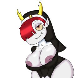 1girls areolae beauty_mark breasts breasts_out disney disney_channel disney_xd eyeshadow fangs hair_over_one_eye hekapoo horns irck-mre large_breasts leaning_forward looking_at_viewer makeup massive_breasts mole mole_under_eye nipples nun nun's_habit orange_sclera red_hair religion smile star_vs_the_forces_of_evil thick_thighs thighs white_skin wide_hips yellow_sclera