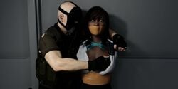 1boy 1girls 3d animated bondage dark-skinned_female female fondling forced gag human human_only interracial male male/female male_on_female no_sound robbery straight tagme tape tied_up video