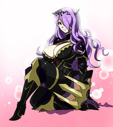 1girls big_breasts camilla_(fire_emblem) cleavage fire_emblem fire_emblem_fates hair_over_one_eye long_hair matsu-sensei nintendo purple_eyes purple_hair smile solo solo_female tagme