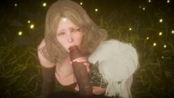 3d animated blowjob dark_skinned_male dark_souls elden_ring eternus266_artist fire_keeper looking_at_viewer melina_(elden_ring) pov sucking_balls tagme threesome video