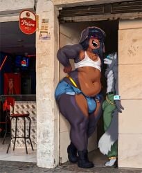 2boys ai_assisted animal anthro bangs belly belt black blunt body boots bottomwear boy boys bulge canid canine canis chubby_anthro chubby_femboy chubby_male clothed clothes clothing colored covered crop dark denim difference dobermann dog domestic duo ear earring earrings ears erection eyebrow eyes facial fangs fat feminine_male focus footwear full fur furry genital girly green grey hair hand height hi hip hyper_ass jewelry lagomorph lip looking_at_another male male/male mammal man massive_ass meatboom mindovertease mouth multiple muscular navel naya_(mindovertease) nipples nose on open otoko_no_ko outline own pants pectorals penis piercing pink plump prostitution rabbit red res ring sclera see-through sharp shirt short shorts sign sissy size skin smile snout standing submissive_male sweat tail tank teeth thick thighs thong tongue top topwear trend under underwear white wide_hips wolf wolf_ears