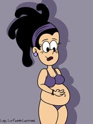 1girls background_character belly big_belly breasts cleavage earrings female female_only hand_on_belly headband holding_belly lipstick lup milf mother panties pregnant pregnant_belly ready_to_pop smile solo solo_female solo_focus the_loud_house thick_thighs thighs