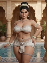 1girls 3d ai_assisted ai_generated archway asian_architecture bandeau bell_earrings belly_button bindi black_hair blurry_background brown_eyes choker cleavage dancer earrings eyelashes eyeshadow female forehead_jewelry gemini grok hair_bun hand_on_hip hourglass_figure indian indian_clothes indian_female jewelry large_breasts lipstick looking_at_viewer mature_female midriff narrow_waist one_hand_on_hip pillar potted_plant realistic rgomez007 seductive_look self_upload silver_jewelry slight_smile solo_female standing thick_eyelashes thick_lips thick_thighs thighlet traditional_clothes underboob updo waist_chain wide_hips