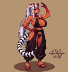 1girls animal_ears animal_tail ass big_ass big_breasts breasts female horns hybrid hybrid_race large_breasts muscular muscular_female oni oni_horns original pixel_art pubic_hair shiny shoulders thepixelartboy thick_thighs tiger_ears tiger_girl tiger_tail wide_hips