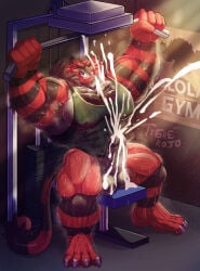 1397_david armpit armpit_hair armpits balls bara barazoku body_hair boner cum erection exercise furry hairy incineroar male male_only muscles muscular musk nintendo orgasm pantsless penis pokemon sitting solo solo_male spread_legs sweat sweating tank_top tiger