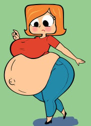 1girls ass black_eyes blush breasts cartoon_network debbie_turnbull female huge_ass human jeans milf orange_hair popped_navel pregnant pyradk ready_to_pop robotboy sequence square_head thick_thighs wide_hips