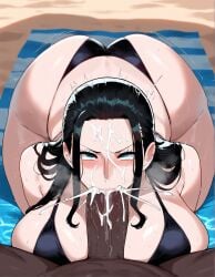 ai_generated blowjob blowjob_face breasts cum cum_in_mouth erodreams facial heavy_breathing hetero large_breasts nico_robin one_piece oral oral_sex pov sweat sweatdrop sweating sweaty tagme very_sweaty