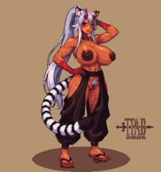 1girls animal_ears animal_tail ass big_ass big_breasts breasts female horns hybrid hybrid_race large_breasts muscular muscular_female oni oni_horns original pixel_art pubic_hair shiny shoulders thepixelartboy thick_thighs tiger_ears tiger_girl tiger_tail wide_hips