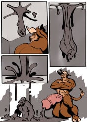abs anthro balls barbel_(anatomy) big_balls big_penis bodily_fluids bovid bovine cattle cloven_hooves colored_cum comic crossed_arms cum cum_creature cum_drip cum_on_ceiling cum_puddle dripping duo excessive_cum excessive_genital_fluids genital_fluids genitals glans goo_creature grey_cum hi_res hooves horn huge_balls huge_penis humanoid_genitalia humanoid_penis hybrid hyper hyper_balls hyper_genitalia hyper_penis leaking_cum male mammal nude pecs penis smile solo standing tail tail_tuft trencalos tuft unusual_bodily_fluids unusual_cum unusual_genital_fluids