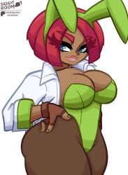 big_breasts bunny_ears bunny_girl giovanna_(guilty_gear) leotard pantyhose sasaartroom thick_thighs voluptuous_female