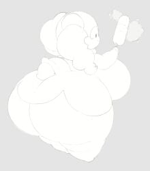 1girls anthro anthrofied ass_bigger_than_head ass_bigger_than_torso ass_body breasts_bigger_than_head bubble_butt cute dot_eyes feather_duster game_freak generation_8_pokemon grey_background hi_res hourglass_figure hourglass_figured_female huge_ass huge_breasts huge_butt hyper hyper_ass hyper_butt indeedee line_art mob_face monochrome nintendo pokemon pokemon_(species) pokemorph rear_view thick_thighs white_slime_(artist) wide_hips wide_thighs