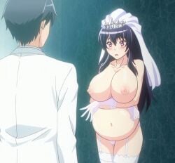 1boy 1boy1girl 1girls before_kissing black_hair breasts bride candlestick clothed_male_naked_female clothed_male_nude_female enormous_breasts female gigantic_breasts happy_ending hatsunegaoka_yui honoo_no_haramase_oppai_ero_appli_gakuen huge_breasts male male/female/female married_female massive_breasts naked naked_female nipples nude nude_female nudity ova pink_pineapple pregnant pregnant_belly pregnant_female pregnant_schoolgirl schoolboy schoolgirl topless topless_female wedding wedding_tiara wedding_veil