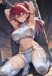 1girls ai ai-created ai_art ai_generated defeated defeated_villainess female_villain freckles freckles_on_face ginger ginger_female ginger_hair gundam gundam_00 helpless helpless_female imminent_rape large_breasts mobile_suit_gundam more_at_source nena_trinity red-haired_female red_hair villainess yellow-eyed_female yellow_eyes