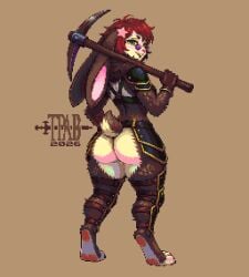 1girls anthro ass big_ass big_breasts breasts brown_fur bunny_ears bunny_girl bunny_tail female green_eyes huge_ass large_ass large_breasts original pixel_art red_hair shiny shiny_breasts shiny_skin shoulders thepixelartboy thick_ass thick_thighs tinted_eyewear wide_hips