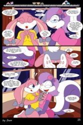 3_toes 4_fingers anthro babs_bunny breasts buster_bunny clothed clothing comic dam_(artist) dialogue english_text engrish feet female fifi_la_fume fingers group hi_res lagomorph leporid male mammal mephitid page_25 plantigrade rabbit skunk speech_bubble straight_hair text tiny_toon_adventures toes toons toony train vehicle warner_brothers