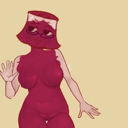 1girls brightney_(dandy's_world) dandy's_world dandys_world exposed_breasts exposed_pussy glasses humanoid large_breasts non-human solo wide_hips