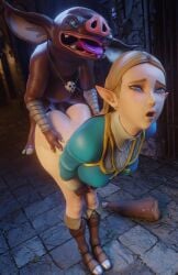 3d 3d_(artwork) 3d_model 3d_render ass ass_crack ass_up bokoblin bokoblin_(breath_of_the_wild) doggy_style elf elf_female hd high_resolution highres implied_penetration implied_sex interspecies nintendo pawg princess_zelda shaddoll_x short_hair the_legend_of_zelda the_legend_of_zelda:_breath_of_the_wild zelda_(breath_of_the_wild)