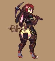 1girls anthro ass big_ass big_breasts breasts brown_fur bunny_ears bunny_girl bunny_tail female green_eyes huge_ass large_ass large_breasts original pixel_art red_hair shiny shiny_breasts shiny_skin shoulders thepixelartboy thick_ass thick_thighs tinted_eyewear wide_hips