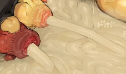 big_penis cum cumming cumshot excessive_cum foreskin multiple_penises offscreen_character penis sweat sweatdrop sweating sweaty sweaty_penis syuro tagme