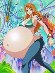 female female_only fetal_movement ginger ginger_female ginger_hair nami_(one_piece) one_piece pregnancy pregnant pregnant_belly pregnant_female pregnant_with_multiples solo solo_female solo_focus yoshi1027