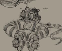 american_opossum anthro balls black_hair bodily_fluids bren_(mourph) clothing cum cum_on_feet ejaculation feet genital_fluids genitals hair hi_res legwear male mammal markings marsupial masturbation mourph pattern_clothing pattern_legwear pattern_thigh_highs penetrable_sex_toy sex_toy solo striped_clothing striped_legwear striped_markings striped_tail striped_thigh_highs stripes tail tail_markings thigh_highs