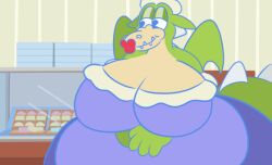 2d_animation animated anthro big_breasts big_penis breasts clothing cuphead_(game) dragon genitals grim_matchstick herm huge_penis hyper hyper_genitalia hyper_penis intersex intersex/male maid_cafe maid_uniform male mythological_creature mythological_scalie mythology obese obese_intersex overweight overweight_intersex penis reptile scalie solo startlin studio_mdhr uniform