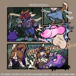 animal_genitalia animal_penis anthro aroused backsack balls big_butt blizzate blush bodily_fluids bottomwear breeding_slave brown_body brown_fur bulge bulge_size_difference butt canid canine canine_genitalia canine_penis canis clothed clothing comic crotch_shot cum cum_splash cum_splatter cum_while_penetrated cumsplosion curling_toes doggystyle duo ejaculation erection erection_in_pants feet female feral forest forest_background forest_sex from_behind_position fur genital_fluids genitals glistening glistening_butt growling hindpaw howl impregnation_request knot knotted_penis knotting male male/female mammal mask messy mythological_canine mythological_creature mythology ninja onomatopoeia pantless_anthro pants pantsless pawpads paws penetration penis plant procyonid purple_clothing raccoon red_eyes rona_the_raccoon sex size_difference sound_effects stretched_clothing text thrusting torn_clothing tree warrior wearing_mask werecanid werecanine werecreature werewolf wolf