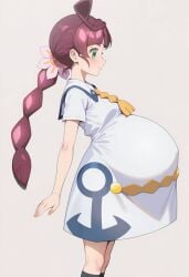 chloe_(pokemon) enjoying_pregnancy female female_only green_eyes green_eyes_female pink_hair pink_hair_female pokemon pokemon_(anime) pokemon_journeys pregnant pregnant_belly pregnant_female pregnant_focus solo solo_female solo_focus