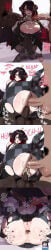 1girls 2boys after_sex anal_sex black_hair cock_hungry comic cum cum_inside dialogue double_penetration guttsuko hololive hololive_english mamarissa nerissa_ravencroft sex