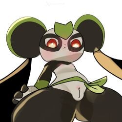 1:1 anthro female genitals godforgiveme4 hi_res looking_down multicolored_body nude pal_(species) palworld pocketpair presenting solo two_tone_body vulva