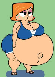 1girls ass black_eyes breasts cartoon_network chubby_female debbie_turnbull exercise_clothing exhausted female flip_flops hands_on_belly human massive_ass massive_breasts milf orange_hair popped_navel pregnancy_progression pregnant pyradk robotboy sequence square_head sweat thick_thighs weight_gain wide_hips