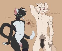 2026 anthro balls belly black_body black_fur black_hair black_nipples black_penis black_tail braided_hair colored darkened_balls darkened_genitalia dipstick_tail domestic_cat duo errato_(noirzvault) felid feline felis flaccid flat_colors foreskin fur genitals green_eyes grey_balls grey_pubes grey_stripes hair hand_behind_head hi_res humanoid_genitalia humanoid_penis looking_at_viewer male mammal markings multicolored_body multicolored_fur navel nerunaur nipples nude nude_male open_mouth penis pink_inner_ear pink_nipples pink_penis portrait pubes red_eyes scar signature simple_background slightly_chubby slightly_chubby_male spot_(noirzvault) standing stripes tail tail_markings teeth text three-quarter_portrait tongue tongue_out two_tone_body two_tone_fur unretracted_foreskin white_balls white_belly white_body white_chest white_ears white_fur white_hair white_tail_tip