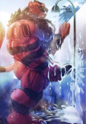 1397_david after_orgasm balls bara barazoku body_hair boner cum erection furry hairy incineroar male male_only masturbation muscles muscular nintendo nude penis pokemon solo solo_male tiger