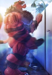 1397_david balls bara barazoku body_hair boner erection furry hairy incineroar male male_only masturbation muscles muscular nintendo nude penis pokemon solo solo_male tiger