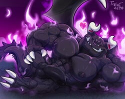 1397_david balls bara barazoku black_body boner dragaux dragon erection horns lying_on_side male male_only muscles muscular musk nintendo nude penis ring_fit_adventure scalie solo solo_male sweat sweating