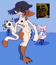 animal_ears animal_humanoid animal_tail anthro areola arm_tuft beanie black_areola black_beanie black_claws black_clothing black_eyeshadow black_hat black_headwear black_legwear black_nipples black_thigh_highs blonde_hair blue_background blue_body blue_fur bottomless brown_body brown_fur cat_humanoid cheek_tuft chest_tuft claws clothed clothing crotch_tuft dipstick_tail domestic_cat ear_piercing elbow_tuft epic_games eyelashes eyeshadow facial_tuft feet felid felid_humanoid feline feline_humanoid felis female fortnite front_view fur genitals group gynomorph hair hat headgear headwear heavy_(team_fortress_2) hi_res human humanoid inner_ear_fluff intersex legwear looking_at_viewer makeup male mammal mammal_humanoid markings melty_blood meow_skulls mschaox6 navel neco-arc nipples nude open_mouth open_smile orange_eyes pawpads penis piercing red_eyes short_hair shoulder_tuft simple_background smile snaggle_tooth tail tail_markings tan_body tan_fur tan_skin team_fortress_2 thick_thighs thigh_highs topwear trio tsukihime tuft type-moon valve vulva white_clothing white_topwear wide_hips