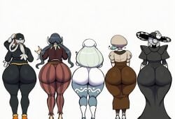ai_generated ass_chart cogita_(pokemon) drasna_(pokemon) katy_(pokemon) melony_(pokemon) novelai pokemon ryme_(pokemon)