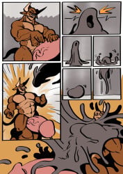 abs anthro balls barbel_(anatomy) biceps big_balls big_penis bovid bovine cattle comic dripping duo erection genitals gesture glans goo_creature goo_transformation hand_on_penis hi_res horn huge_balls huge_penis humanoid_genitalia humanoid_penis hybrid hyper hyper_balls hyper_genitalia hyper_penis male mammal muscular muscular_male nude open_mouth pecs penis smile solo standing surprised tail transformation trencalos vein veiny_penis