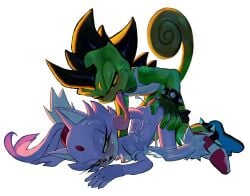 1boy 1girls anal anal_sex arched_back areolae ass_up black_horns blaze_the_cat blush cat_ears cat_tail character_request claws cum_in_ass cum_inside cum_on_body cumshot doggy_style doggystyle fan_character fangs fingerless_gloves forehead_jewel green_scales green_skin horn lidded_eyes lizard lizardman long_tongue oc_x_canon original_character pinklilim scales scalie small_breasts sonic_(series) sonic_oc sonic_the_hedgehog_(series) tank_top white_background yellow_eyes yellow_sclera