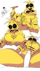 animatronic animatronic_female beakless chicken chicken_girl female five_nights_at_freddy's five_nights_at_freddy's_2 fnaf mrtv_studios phasianid robot robot_girl scottgames toy_chica_(fnaf) yellow yellow_skin
