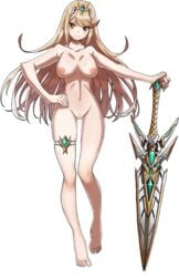 1girls areolae barefoot big_breasts blonde_hair completely_nude edit feet female female_only long_hair mythra naked nipples nude nude_edit nude_female nude_filter pussy samuraijam34 smile solo solo_female sword toes transparent_background video_games weapon xenoblade_(series) xenoblade_chronicles_2 yellow_eyes