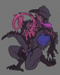 after_transformation anthro avian bird clothing corruption corvid corvus_(genus) genitals hi_res humanoid_genitalia humanoid_penis kett_lezar lgbt_pride lgbt_pride_month male monster open_mouth oscine passerine penis pride raven solo teeth tendrils thestory thong tongue transformation underwear