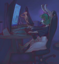 animal_genitalia animal_penis balls big_balls big_butt big_penis butt clothing computer computer_mouse electronics equine_genitalia equine_penis flared_penis genitals gynomorph headgear headphones headset headset_microphone hi_res huge_balls huge_flare huge_penis humanoid humanoid_pointy_ears intersex keyboard league_of_legends medial_ring oversized_clothing oversized_topwear penis pointy_ears riot_games santafire shortstack sitting solo tencent thick_thighs topwear vein veiny_penis vex_(lol) wide_hips yordle